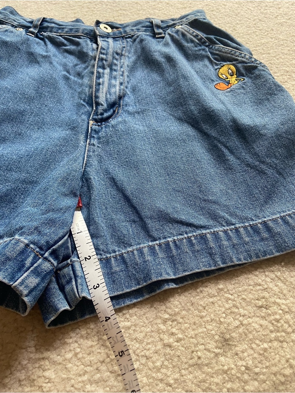 Vintage Embroidered Denim Blue Jean Shorts, collectible - Picture 4 of 5